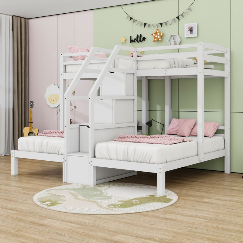【新品】 Twins ツインズ ベリープロテクター BEPS3 ホワイト Harriet Bee Twin Over Twin & Twin 1 Drawer Wood L-Shaped Bunk Beds
